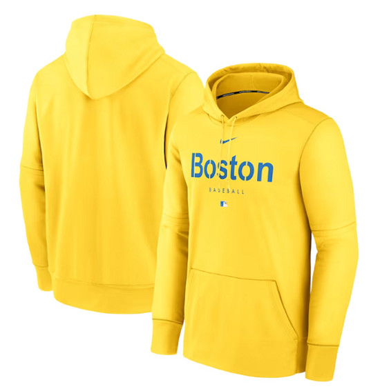 Men's Boston Red Sox Gold City Connect Pregame Performance Pullover Hoodie